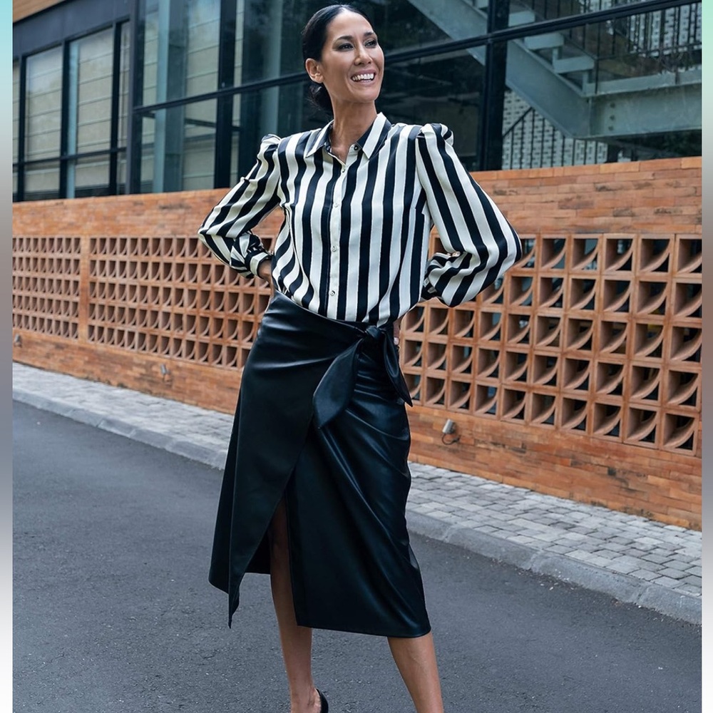 The Drop Women's Black/White Stripe Button-Down Shirt by @jonnycota